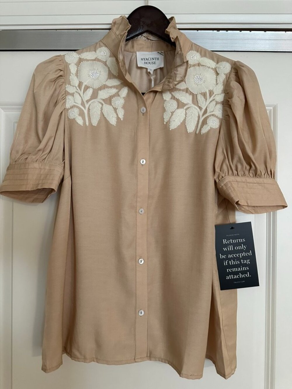 Hyacinth House Tan & Cream Embroidery Louisa Blouse